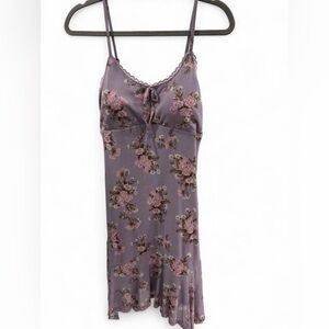 No Boundaries Purple Floral Slip Dress with Pink Blossoms